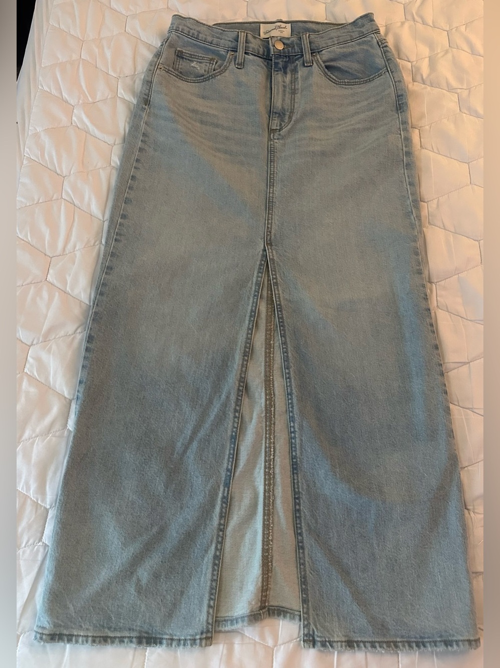 Universal Thread Light Blue Front-Slit Denim Skirt